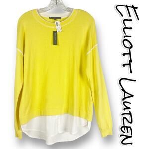New With Tags Elliott Lauren Cotton Cashmere Sweater Shirt Yellow Womens Size S